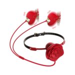 Gül Tasarımlı Ağız Tıkacı ve Titreşimli Meme Kıskaç Seti